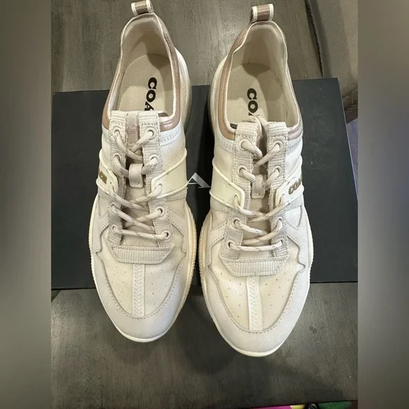 COACH Citysole Sue Runner Sneakers in Color Chalk/Taupe Size 9.5 B - Picture 5 of 12